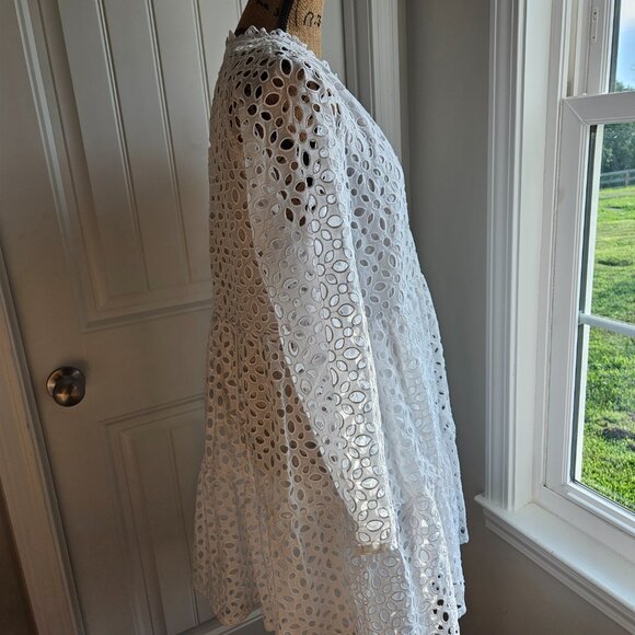J Crew Tiered Embroidered Eyelet Dress Size L White - Picture 4 of 14
